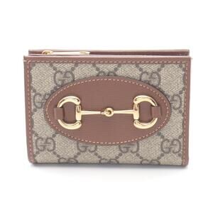 Gucci Horsebit GG Supreme Wallet Leather Canvas Beige Brown